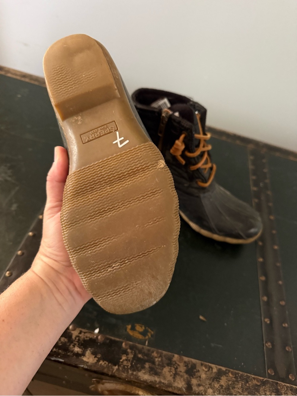 sperry top sider women Saltwater Duck Boots Black Quilt 6.5 - Picture 5 of 5